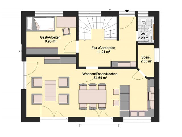 Massivhaus Klassik 80-2 von invivo haus Schlüsselfertig ab 383993€, Satteldach-Klassiker Grundriss 1