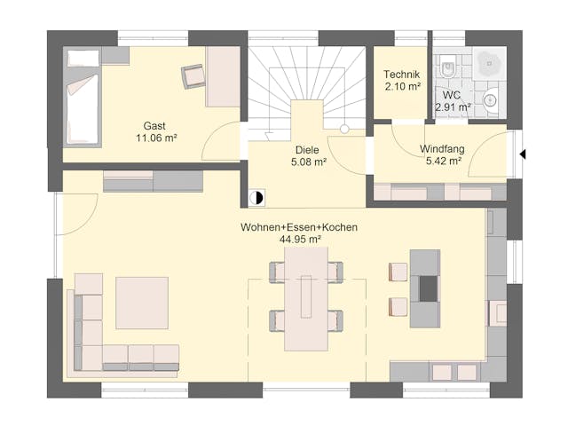 Massivhaus Klassik 93 von invivo haus Schlüsselfertig ab 417533€, Satteldach-Klassiker Grundriss 1