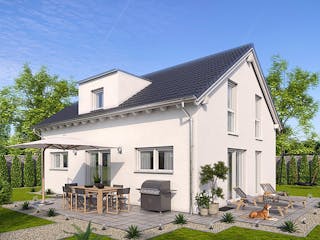 Massivhaus Aktionshaus Klassik 93 von invivo haus Schlüsselfertig ab 417533€, Satteldach-Klassiker Außenansicht 1