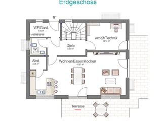 Massivhaus Aktionshaus Klassik 93 von invivo haus Schlüsselfertig ab 417533€, Satteldach-Klassiker Grundriss 1