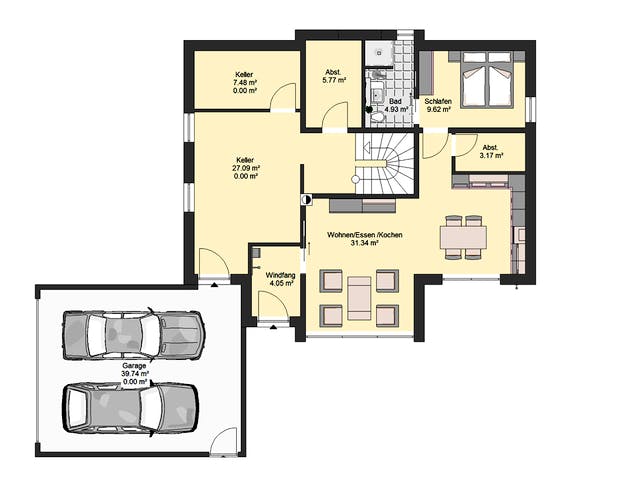 Massivhaus Avantgarde 162 von invivo haus Schlüsselfertig ab 885300€, Satteldach-Klassiker Grundriss 1