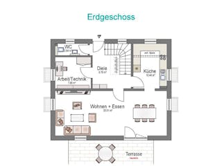 Massivhaus EFH Klassik 115 von invivo haus Schlüsselfertig ab 381932€, Satteldach-Klassiker Grundriss 1