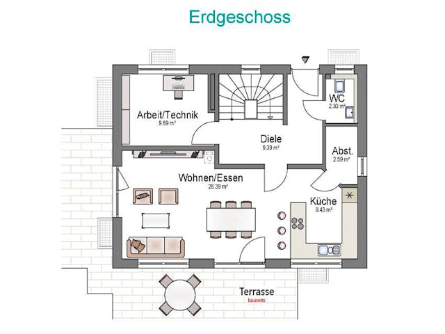 Massivhaus EFH Klassik 80 von invivo haus Schlüsselfertig ab 377193€, Satteldach-Klassiker Grundriss 1