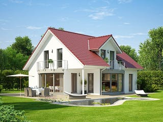 Massivhaus Klassik 101 von invivo haus Schlüsselfertig ab 504995€, Satteldach-Klassiker Außenansicht 1
