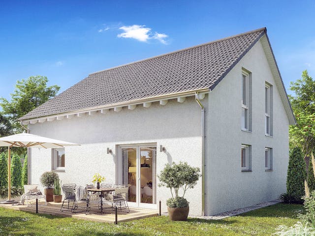 Massivhaus Klassik 115 von invivo haus Schlüsselfertig ab 379845€, Satteldach-Klassiker Außenansicht 1 Massivhaus Klassik 115 von invivo haus Schlüsselfertig ab 379845€, Satteldach-Klassiker Außenansicht 1