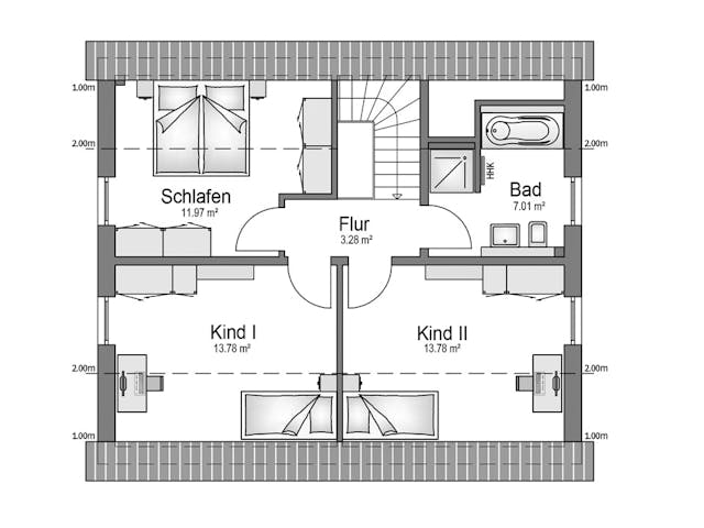 Massivhaus Klassik 115 von invivo haus Schlüsselfertig ab 379845€, Satteldach-Klassiker Grundriss 2