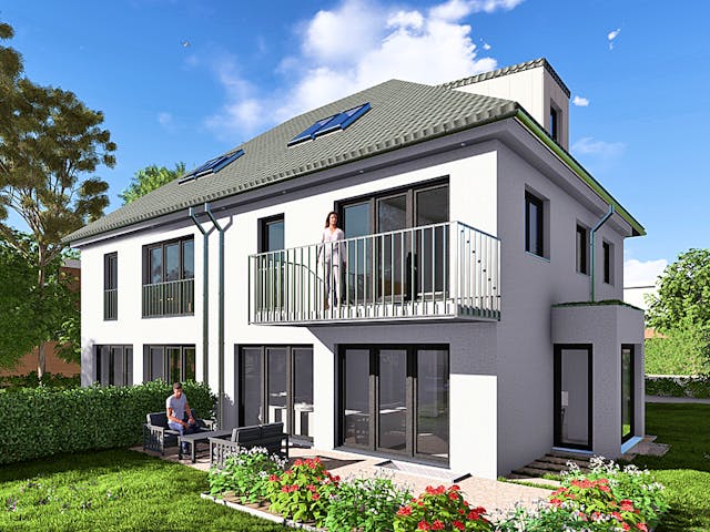 Massivhaus Doppelhaus von ISAR-Haus, Stadtvilla Außenansicht 1