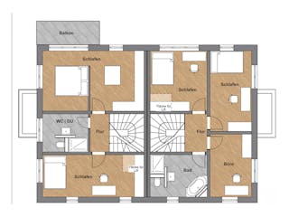 Massivhaus Doppelhaus von ISAR-Haus, Stadtvilla Grundriss 2