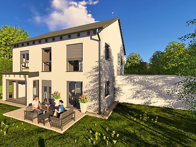 Massivhaus Einfamilienhaus (mit Einliegerwohnung) von ISAR-Haus, Satteldach-Klassiker Außenansicht 1