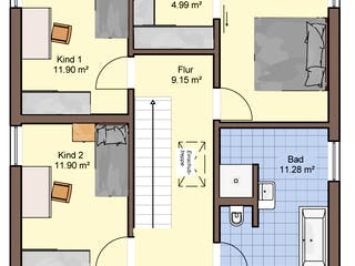 Fertighaus Jakomo von Büdenbender Hausbau, Pultdachhaus Grundriss 2
