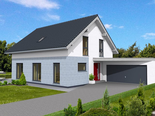 Fertighaus Junge Familie 160 von Suckfüll Energiesparhaus Schlüsselfertig ab 420100€, Satteldach-Klassiker Außenansicht 1