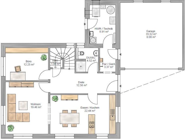 Fertighaus Junge Familie 160 von Suckfüll Energiesparhaus Schlüsselfertig ab 472613€, Satteldach-Klassiker Grundriss 1