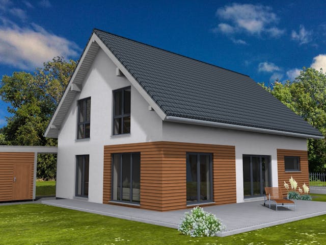 Fertighaus Junge Familie 174 von Suckfüll Energiesparhaus Schlüsselfertig ab 446344€, Satteldach-Klassiker Außenansicht 1 Fertighaus Junge Familie 174 von Suckfüll Energiesparhaus Schlüsselfertig ab 446344€, Satteldach-Klassiker Außenansicht 1