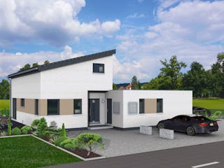 Fertighaus Junto 168 von Fingerhut Haus Schlüsselfertig ab 599262€, Pultdachhaus Außenansicht 1