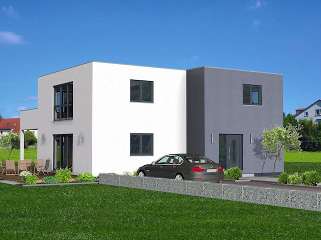 Fertighaus Junto 222 von Fingerhut Haus Schlüsselfertig ab 635208€, Cubushaus Außenansicht 1 Fertighaus Junto 222 von Fingerhut Haus Schlüsselfertig ab 635208€, Cubushaus Außenansicht 1