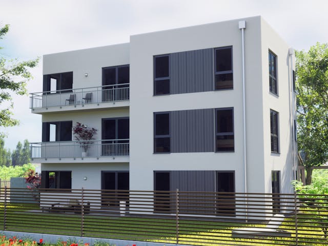 Fertighaus Mehrfamilienhaus KUBOS 3.277 von KAMPA - Mehrfamilienhäuser Schlüsselfertig ab 1506356€, Cubushaus Außenansicht 1 Fertighaus Mehrfamilienhaus KUBOS 3.277 von KAMPA - Mehrfamilienhäuser Schlüsselfertig ab 1506356€, Cubushaus Außenansicht 1