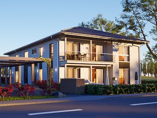 Fertighaus Mehrfamilienhaus SETROS 6.393_a von KAMPA - Mehrfamilienhäuser Schlüsselfertig ab 2076664€, Außenansicht 2