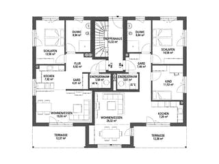 Fertighaus Mehrfamilienhaus TRITOS 5.439 von KAMPA - Mehrfamilienhäuser Schlüsselfertig ab 1865925€, Grundriss 1