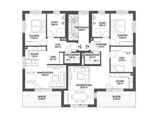 Fertighaus Mehrfamilienhaus TRITOS 5.439 von KAMPA - Mehrfamilienhäuser Schlüsselfertig ab 1865925€, Grundriss 2