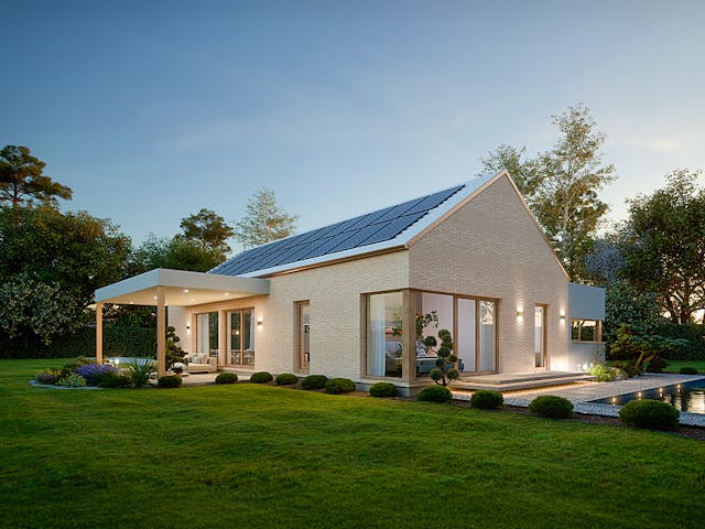 Fertighaus Concept 1 von KAMPA Schlüsselfertig ab 585975€, Bungalow Außenansicht 1 Fertighaus Concept 1 von KAMPA Schlüsselfertig ab 585975€, Bungalow Außenansicht 1