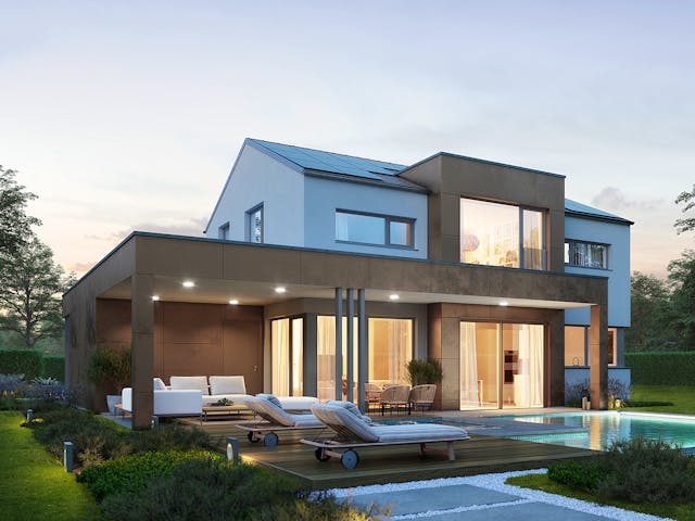 Fertighaus Concept 2.1 von KAMPA Schlüsselfertig ab 656412€, Satteldach-Klassiker Außenansicht 1