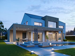 Fertighaus Concept 2 von KAMPA Schlüsselfertig ab 634731€, Satteldach-Klassiker Außenansicht 2