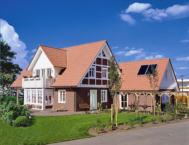 Fertighaus TRITOS 1.1927 von KAMPA, Fachwerk Außenansicht 2