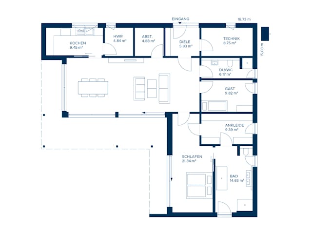 Fertighaus Signature C138 von KAMPA Schlüsselfertig ab 622444€, Bungalow Grundriss 1