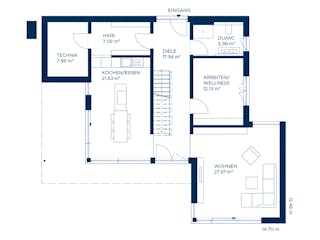 Fertighaus Signature K186 von KAMPA Schlüsselfertig ab 755939€, Cubushaus Grundriss 1