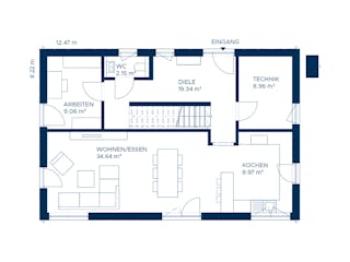 Fertighaus Signature L168 von KAMPA Schlüsselfertig ab 527856€, Satteldach-Klassiker Grundriss 1