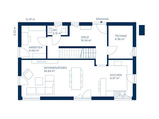 Fertighaus Signature L168 von KAMPA Schlüsselfertig ab 527856€, Satteldach-Klassiker Grundriss 1