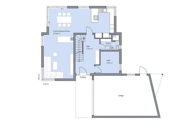 Massivhaus Illner von KBS Bau, Stadtvilla Grundriss 1