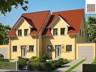 Massivhaus Doppelhaus Twin von Kern-Haus Schlüsselfertig ab 338900€, Satteldach-Klassiker Außenansicht 2