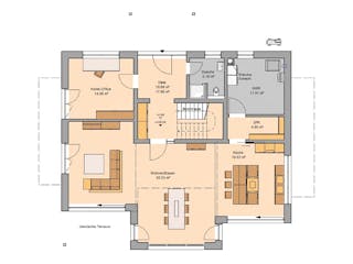 Massivhaus Familienhaus Lucio von Kern-Haus Schlüsselfertig ab 702900€, Satteldach-Klassiker Grundriss 1
