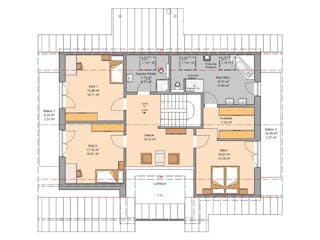 Massivhaus Familienhaus Lucio von Kern-Haus Schlüsselfertig ab 702900€, Satteldach-Klassiker Grundriss 2