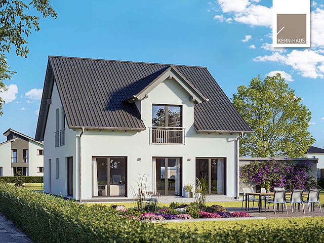 Massivhaus Familienhaus Fida von Kern-Haus Schlüsselfertig ab 392900€, Satteldach-Klassiker Außenansicht 1