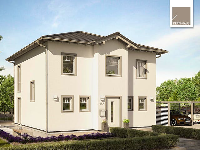 Massivhaus Stadtvilla Saphir von Kern-Haus Schlüsselfertig ab 425900€, Stadtvilla Außenansicht 1 Massivhaus Stadtvilla Saphir von Kern-Haus Schlüsselfertig ab 425900€, Stadtvilla Außenansicht 1