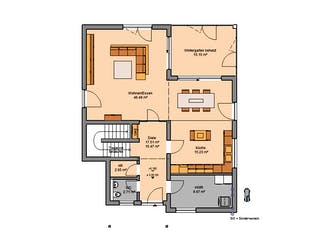 Massivhaus Familienhaus Akzent von Kern-Haus Schlüsselfertig ab 503900€, Pultdachhaus Grundriss 1