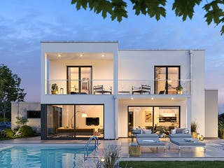 Massivhaus Bauhaus Anteo von Kern-Haus Schlüsselfertig ab 672900€, Cubushaus Außenansicht 3