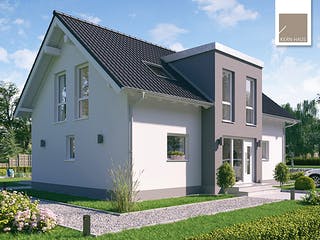 Massivhaus Familienhaus Auro von Kern-Haus Schlüsselfertig ab 437900€, Satteldach-Klassiker Außenansicht 2