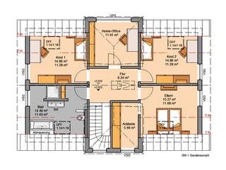 Massivhaus Familienhaus Auro von Kern-Haus Schlüsselfertig ab 437900€, Satteldach-Klassiker Grundriss 2