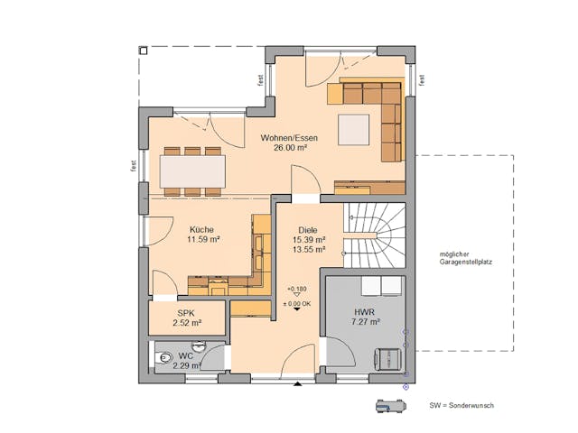 Massivhaus Stadtvilla Fino von Kern-Haus Schlüsselfertig ab 363900€, Stadtvilla Grundriss 1