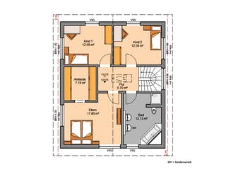 Massivhaus Familienhaus Jara von Kern-Haus Schlüsselfertig ab 365900€, Satteldach-Klassiker Grundriss 2