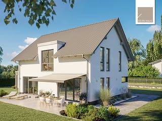 Fertighaus Familienhaus Melia von Kern-Haus Schlüsselfertig ab 352900€, Satteldach-Klassiker Außenansicht 1