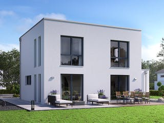 Massivhaus Bauhaus Puro von Kern-Haus Schlüsselfertig ab 366900€, Cubushaus Außenansicht 2