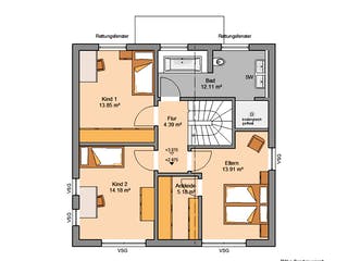 Massivhaus Bauhaus Puro von Kern-Haus Schlüsselfertig ab 366900€, Cubushaus Grundriss 2