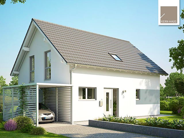 Fertighaus Familienhaus Signum von Kern-Haus Schlüsselfertig ab 386900€, Satteldach-Klassiker Außenansicht 1