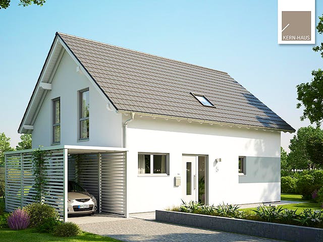 Fertighaus Familienhaus Signum von Kern-Haus Schlüsselfertig ab 395900€, Satteldach-Klassiker Außenansicht 1
