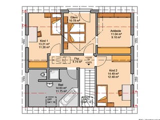 Massivhaus Familienhaus Trend von Kern-Haus Schlüsselfertig ab 369900€, Satteldach-Klassiker Grundriss 2