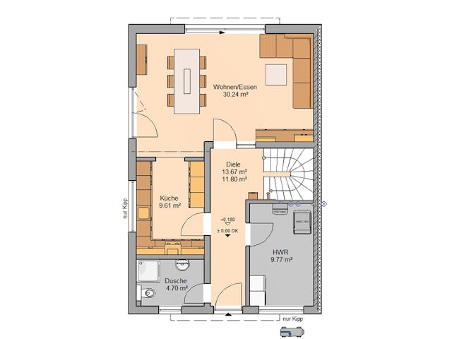 Fertighaus Doppelhaus Viseo von Kern-Haus Schlüsselfertig ab 388900€, Satteldach-Klassiker Grundriss 1 Fertighaus Doppelhaus Viseo von Kern-Haus Schlüsselfertig ab 388900€, Satteldach-Klassiker Grundriss 1